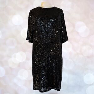 ✨ H&M Black Sequin T-Shirt Sheath Dress | Size M | NWT
